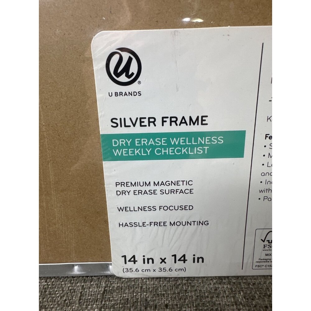 U Brands 14" x 14" Silver Frame Dry Erase Wellness Checklist Magnetic Board - Picture 5 of 6
